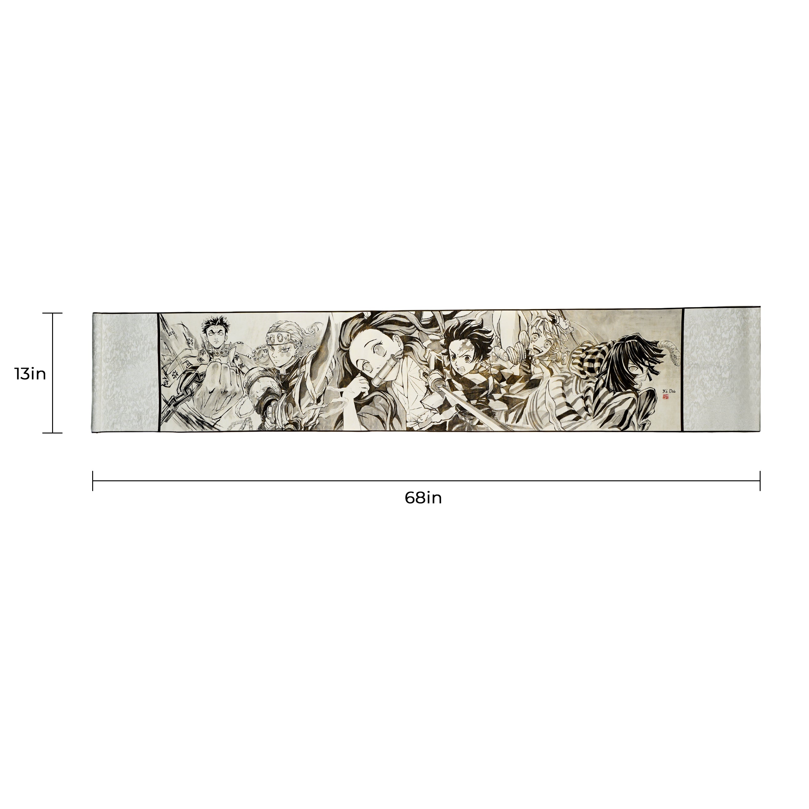 Hand-Drawn Original Painting Anime Scroll 13X68 In
